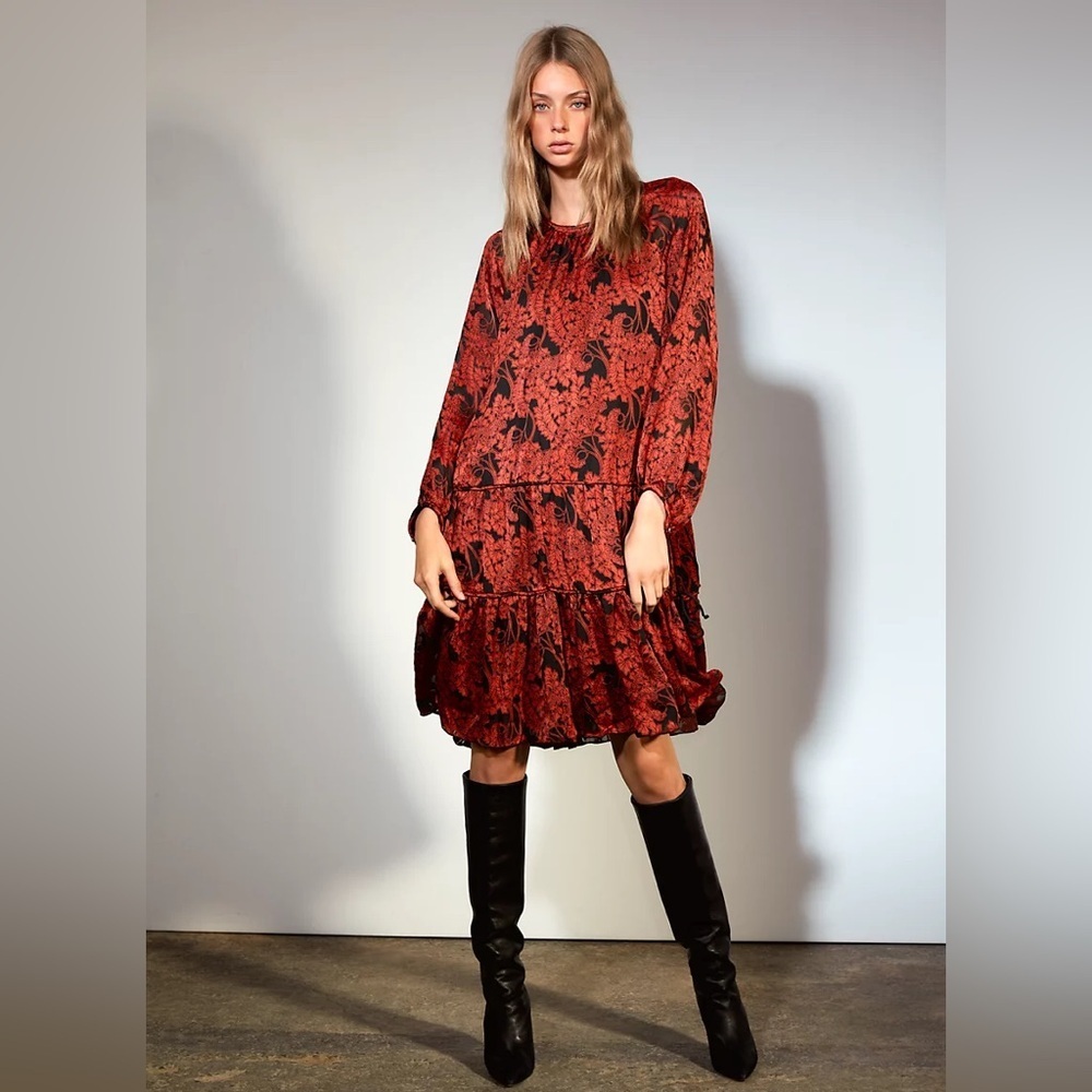 Aritzia  Le Fou Wilfred Tiered Long Sleeve Sundress size XXS - Picture 3 of 14